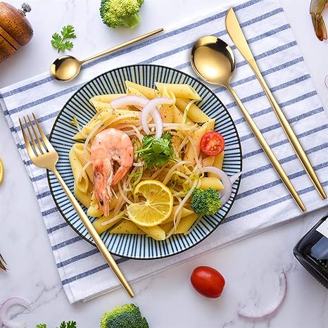 Lavamara 24-teiliges Luxus-Edelstahl-Besteckset in Gold und Silber