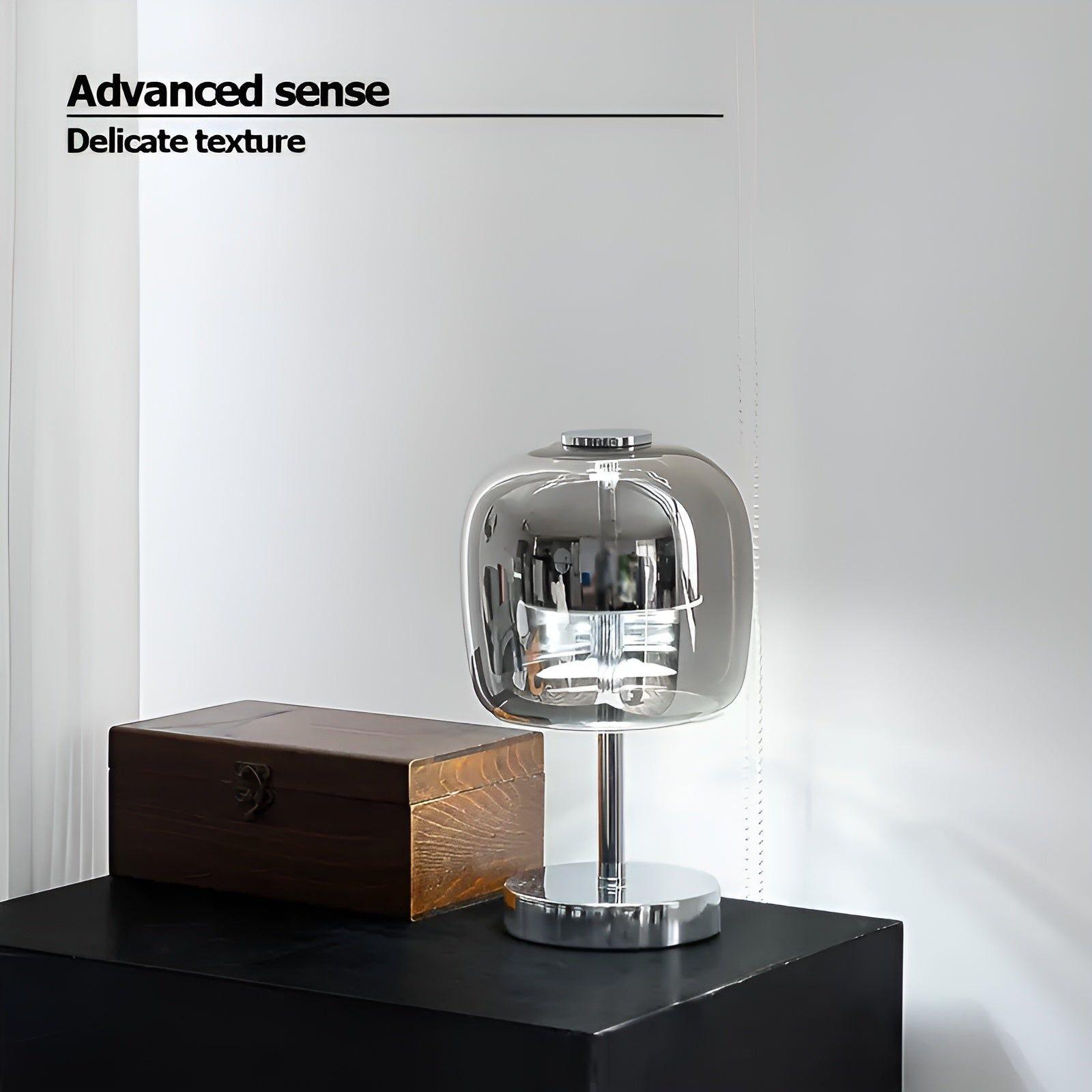 Lavamara - Elegante Schreibtischlampe aus galvanisiertem Glas für Ambientebeleuchtung